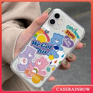 เคสโทรศัพท์มือถือ แบบนิ่ม ลายการ์ตูนหมี สีรุ้ง สีสันสดใส สําหรับ IPhone 13 12 11 7Plus XR 11 X 14 Pro MAX XS MAX 6 6S 7 8 Plus