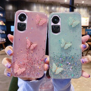 เคสOPPO Reno10 Reno 10 Pro Reno10 Pro+ 5G 2023 มือถือ ซิลิโคนนุ่ม ใส ประดับเลื่อม กลิตเตอร์ ลายผีเสื้อ สําหรับ เคสโทรศัพท์OPPO Reno10 Pro+ 5G