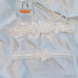 [Miskulu] เสื้อผ้าเจ้าสาว ขาสูง แบบนิ่ม ลายดอกไม้ สําหรับงานแต่งงาน 2 ชิ้น