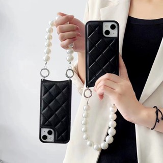 Luxury pearl chain leather Case for IPhone 14 13 12 11 Pro Max 14plus 14pro 13pro 12pro 11pro 14promax 13promax 12promax 11promax 14 Plus Promax ip14 ip13 Soft Phone Cover
