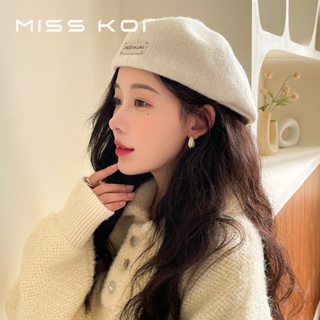 Misskoi [พร้อมส่ง] หมวกเบเร่ต์ ผ้าวูล สไตล์ญี่ปุ่นย้อนยุค ขนาดใหญ่ สําหรับผู้หญิง