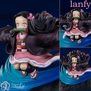 Lanfy ตุ๊กตาฟิกเกอร์ PVC รูปปั้นอนิเมะ Run Kamado Nezuko Demon Slayer ขนาด 10 ซม. แฮนด์เมด เปลี่ยนหน้าได้