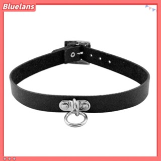 Bluelans สร้อยคอโชคเกอร์ หนังเทียม จี้แหวนสั้น สไตล์โกธิคพังก์