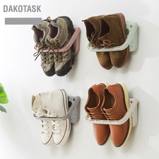 DAKOTASK ติดผนังชั้นวางรองเท้ากาวพับประหยัดพื้นที่แขวนรองเท้าประตู PP สำหรับห้องน้ำ