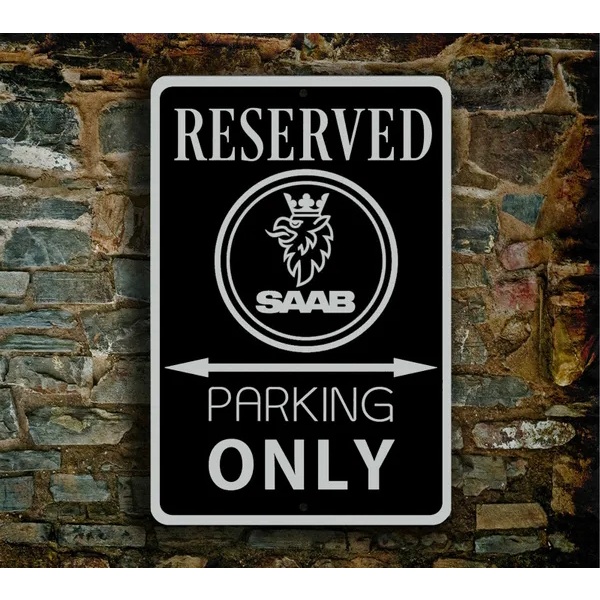 Saab Reserved Parking Sign Saab Garage Sign Saab Garage Metal 8 X 12 นิ้ว