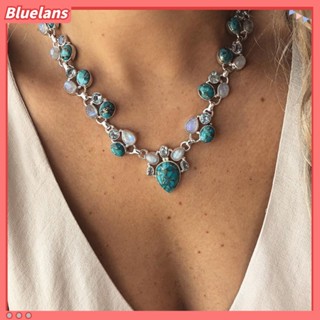 【 Bluelans 】สร้อยคอโช้คเกอร์ จี้โอปอล สีเขียวขุ่น เครื่องประดับแฟชั่นสตรี