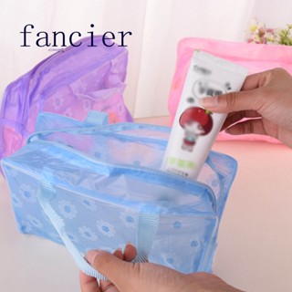 Fancier กระเป๋าเครื่องสําอาง PVC กันน้ํา ลายดอกไม้ สร้างสรรค์ สําหรับผู้หญิง