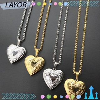 Layor สร้อยคอโซ่ จี้ล็อกเก็ต รูปหัวใจ หลากสี เหมาะกับของขวัญ สําหรับผู้ชาย และผู้หญิง