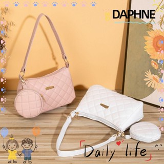 Daphne กระเป๋าสะพายไหล่ สะพายข้าง หนัง Pu ความจุสูง สีพื้น สไตล์มินิมอล สําหรับผู้หญิง