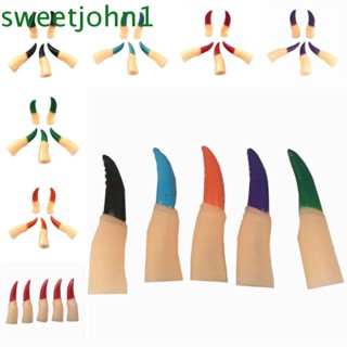 Sweetjohn 5 ชิ้น / เซต ฮาโลวีน ปลอกนิ้ว ที่มีสีสัน สีดํา / สีแดง ผีดิบ แม่มด ปลอม นิ้ว เครื่องแต่งกาย อุปกรณ์ประกอบฉาก นิ้วปลอม น่ากลัว เด็กสาว