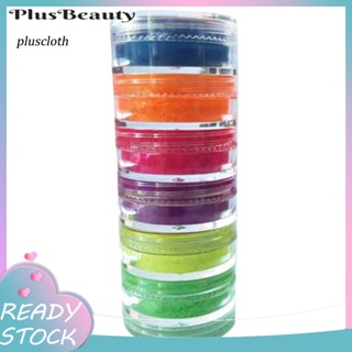 &lt;Pluscloth&gt; ผงกลิตเตอร์นีออน ติดทนนาน สําหรับตกแต่งเล็บ 6 สี