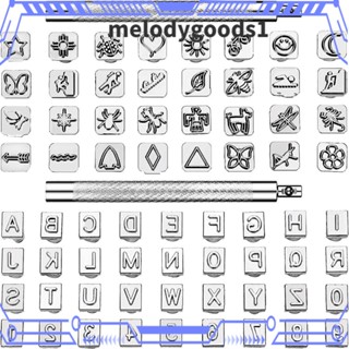 MELODYGOODS1 แสตมป์ตรายางหนัง ลายตัวอักษร ตัวเลขงานฝีมือ สําหรับทํางานหนัง