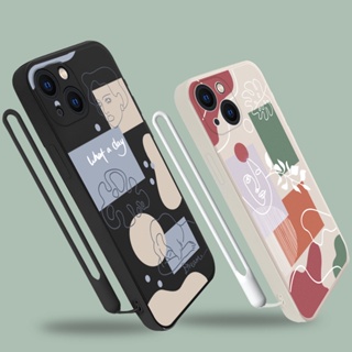 เคสโทรศัพท์มือถือนิ่ม ลายเส้นใบหน้า พร้อมสายคล้อง สําหรับInfinix Smart 5 4 4C 5 Pro 3 Plus Hot 10 11 Play 10 10t 10s NFC 10i S4 9 Pro 10 Lite 11 Plus Hot 9 Play 11 11S NFC Note 8 10 Tecno Spark 5 PRO A15 A16 A5S Y12 Y20 Y15S Y21S