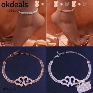 OKDEALS สร้อยข้อเท้า สายโซ่ ประดับพลอยเทียม แวววาว สไตล์พังก์ สําหรับผู้หญิง