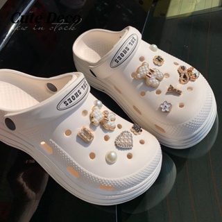 【Cute Deco】กระดุมไข่มุก รูปหมีน่ารัก สําหรับตกแต่งรองเท้า Crocs DIY