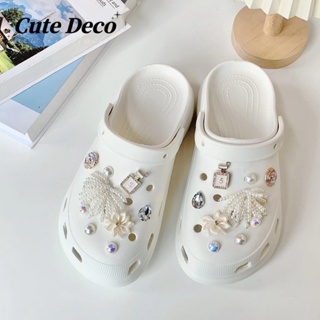 【Cute Deco】xiaoxiangfeng จี้ไข่มุก เพชร กระดุม Crocs Jibbitz น่ารัก สําหรับตกแต่งรองเท้า DIY