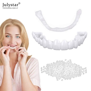 JULYSTAR จำลองฟันรุ่นฝาครอบฟันปลอมฟอกสีฟันช่องว่างครอบคลุมฟัน Buckteeth เครื่องมือรับประทานอาหารผู้สูงอายุชั่วคราววงเล็บปีกกาและแพทช์ทันตกรรม