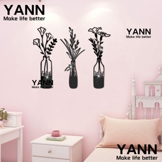 YANN1 สติกเกอร์กระจกอะคริลิค ลายดอกไม้ 3D สีดํา ทอง เงิน 11.8*7.9 นิ้ว สําหรับตกแต่งผนังห้องน้ํา 3 ชิ้น