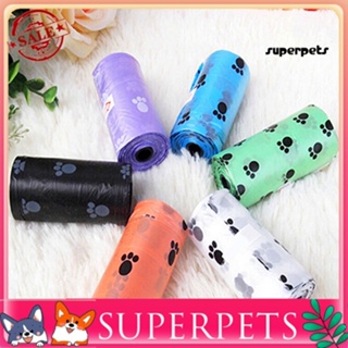 Superpets ถุงขยะ พิมพ์ลายอุ้งเท้า ย่อยสลายได้ สําหรับสัตว์เลี้ยง สุนัข 1 ม้วน 15 ชิ้น