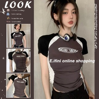 E.ifini เสื้อครอป เสื้อสายเดี่ยว ย้อนยุค y2k 2023 NEW Style 072629