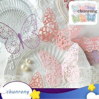 Chunrong กระดาษลายผีเสื้อ ฉลุลาย DIY สําหรับตกแต่งสมุด งานฝีมือ 12 ชิ้น