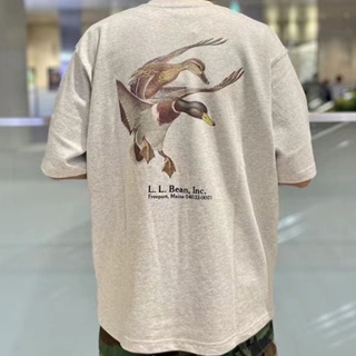 ((พร้อมส่ง) Beams Co-Branded LLBEAN เสื้อยืดคอกลม แขนสั้น พิมพ์ลายสัตว์ ทรงหลวม สไตล์อเมริกัน สําหรับผู้ชาย และผู้หญิง