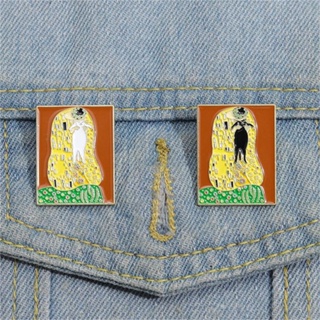 เข็มกลัดโลหะ รูปสัตว์ Klimts Kiss Enamel Lapel Pin สไตล์วินเทจ สําหรับตกแต่งเสื้อผ้า กระเป๋าเป้สะพายหลัง