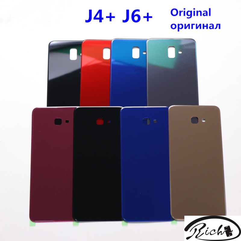 J4+ J6+ ฝาครอบแบตเตอรี่ แบบเปลี่ยน พร้อมกาว สําหรับ Samsung Galaxy J4 J6 Plus 2018 J415 J610F
