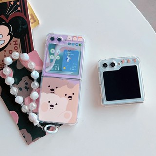 เคสโทรศัพท์มือถือแบบนิ่ม TPU ใส กันกระแทก ลายการ์ตูนน่ารัก พร้อมสายคล้อง และสายคล้อง สําหรับ Samsung Galaxy Z Flip5 Z Flip 5 Flip Z 5