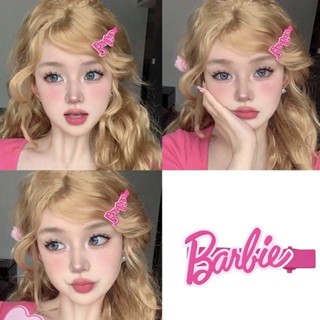 กิ๊บติดผมหน้าม้า ลายตัวอักษร Barbie Y2K สีชมพู สไตล์วินเทจ สําหรับผู้หญิง 2 ชิ้น