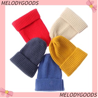 Melodg หมวกบีนนี่ ผ้าวูลถัก หนานุ่ม อบอุ่น สีพื้น