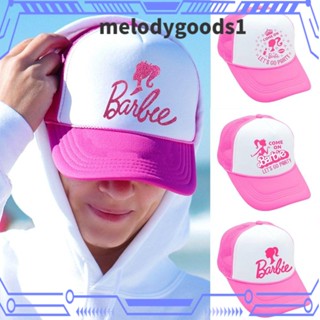 Melodygoods1 หมวกเบสบอล บังแดด ปรับได้ ลายตัวอักษรบาร์บี้ สีชมพู สําหรับผู้หญิง และผู้ชาย