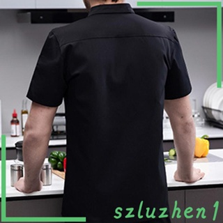 [Szluzhen1] เสื้อแจ็กเก็ตเชฟ แขนสั้น ใส่สบาย สําหรับผับ เบเกอรี่