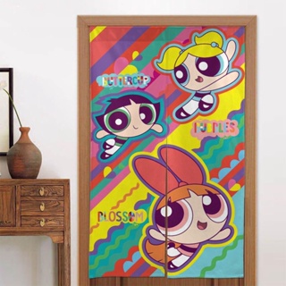 ผ้าม่านทึบแสง ลาย The Powerpuff Girls ขนาด 34x56 นิ้ว (86X143 ซม.) สําหรับตกแต่งประตู