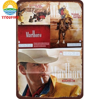 [Tyoufs.Th] ภาพวาดเหล็ก ทรงสี่เหลี่ยมผืนผ้า ลาย Marlboro สไตล์วินเทจ สําหรับตกแต่งบ้าน