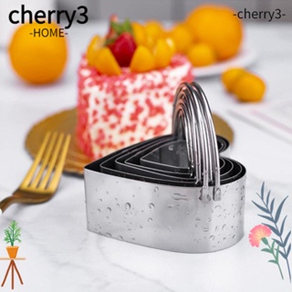 Cherry3 แม่พิมพ์บิสกิต สเตนเลส รูปหัวใจ สีเงิน คุณภาพดี สําหรับทําคุ้กกี้ เบเกอรี่ 5 ชิ้น