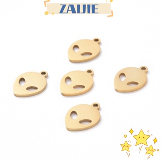 Zaijie24 จี้หัวเอเลี่ยน สเตนเลส โลหะ ขนาด 15*10*1 มม. สีทอง สําหรับสร้อยคอ สร้อยข้อมือ 20 ชิ้น