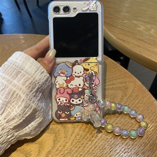 SANRIO เคสโทรศัพท์มือถือแบบแข็ง ใส ลายการ์ตูนหมีน่ารัก พร้อมสายคล้อง สําหรับ Samsung Galaxy Z Flip 5 5G kuromi melody pochacco Z Flip5