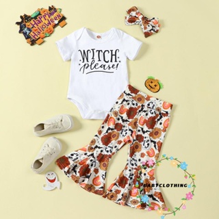 Babyclothes- ชุดรอมเปอร์ แขนสั้น + กระดิ่ง + ที่คาดผม 3 ชิ้น สําหรับเด็กผู้หญิง