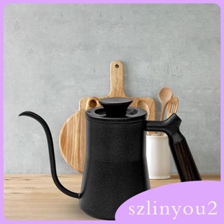 [szlinyou2] กาต้มน้ํา คอห่าน ด้ามจับไม้ สําหรับเทกาแฟ ในร่ม กลางแจ้ง