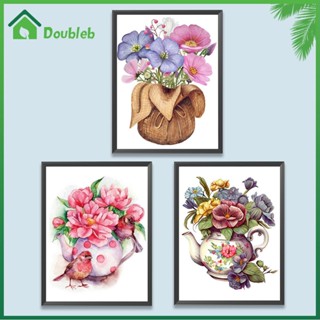 【Doub X ✮】ภาพวาดปักเพชร ทรงกลม ลายดอกไม้ 5D DIY สําหรับตกแต่งบ้าน ✮