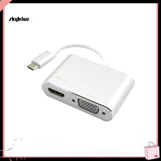 [Sy] 2 in 1 อะแดปเตอร์แปลง USB 31 Type-C เป็น HDMI VGA 4K ความคมชัดสูง สําหรับ MacBook PC