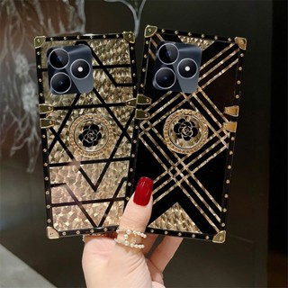 เคสโทรศัพท์มือถือ กันกระแทก ลายดอกไม้ พร้อมแหวนขาตั้ง สําหรับ Realme C53 C55 C33 C35 Narzo 50A Prime RealmeC53 NFC 4G