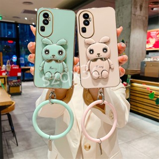 เคสโทรศัพท์มือถือ กันกระแทก ปิดด้านหลัง ลายการ์ตูนกระต่ายน่ารัก พร้อมขาตั้ง สําหรับ OPPO Reno10 Pro+ Reno 10 Pro Plus 8T 8 5G A78 4G NFC