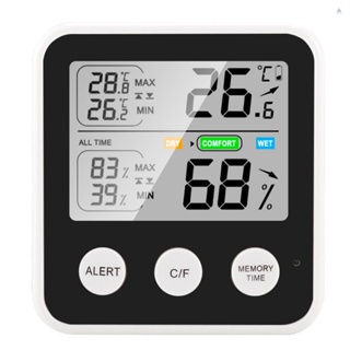 Tmt เครื่องวัดอุณหภูมิความชื้น ดิจิทัล ความแม่นยําสูง พร้อมหน้าจอ LCD ℃/℉ สลับได้ทุกเวลา / 24 ชั่วโมง อุณหภูมิสูงสุด ความชื้น ความสะดวกสบาย เตือน F