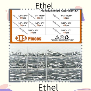 Ethel1 ชุดหมุดย้ําตาบอด อลูมิเนียม M3.2 M4 หัวโดม 8 ขนาด สําหรับเฟอร์นิเจอร์ เครื่องบิน รถยนต์ 385 ชิ้น