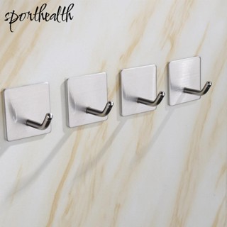ตะขอแขวน สเตนเลส 304 มีกาวในตัว สําหรับจัดระเบียบ 4 ชิ้น [sporthealth.th]