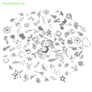 Peacellow จี้รูปตัว Ch สีเงิน สําหรับทําเครื่องประดับ DIY 100 ชิ้น