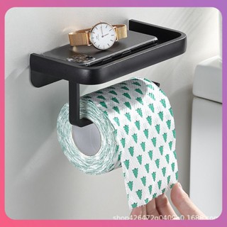 Creative Wall ที่ใส่ม้วนโทรศัพท์มือถือ Space Thickened Aluminium Paper ผ้าขนหนู Holder Wall-mounted Nordic ห้องอาบน้ำ Rack Free Punching Toilet Accessories [COD]