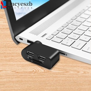 Lacyeszb อะแดปเตอร์ฮับขยายเมาส์ คีย์บอร์ด 2 พอร์ต USB พร้อมการ์ดรีดเดอร์ TF SD